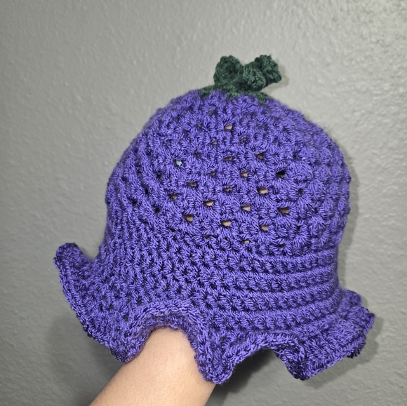 Cottage Core Grape Crochet Bucket Hat - Picture 10 of 12